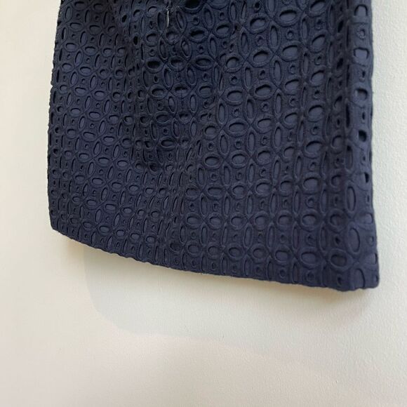 J. Crew Cotton Navy Eyelet Mini Skirt - Size O - Picture 7 of 9